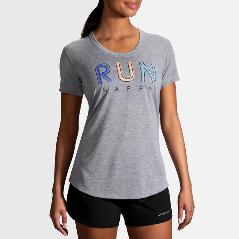 Brooks Distance Graphic Israel - Women's Running Tank Top - Grey (78536-ETNK)